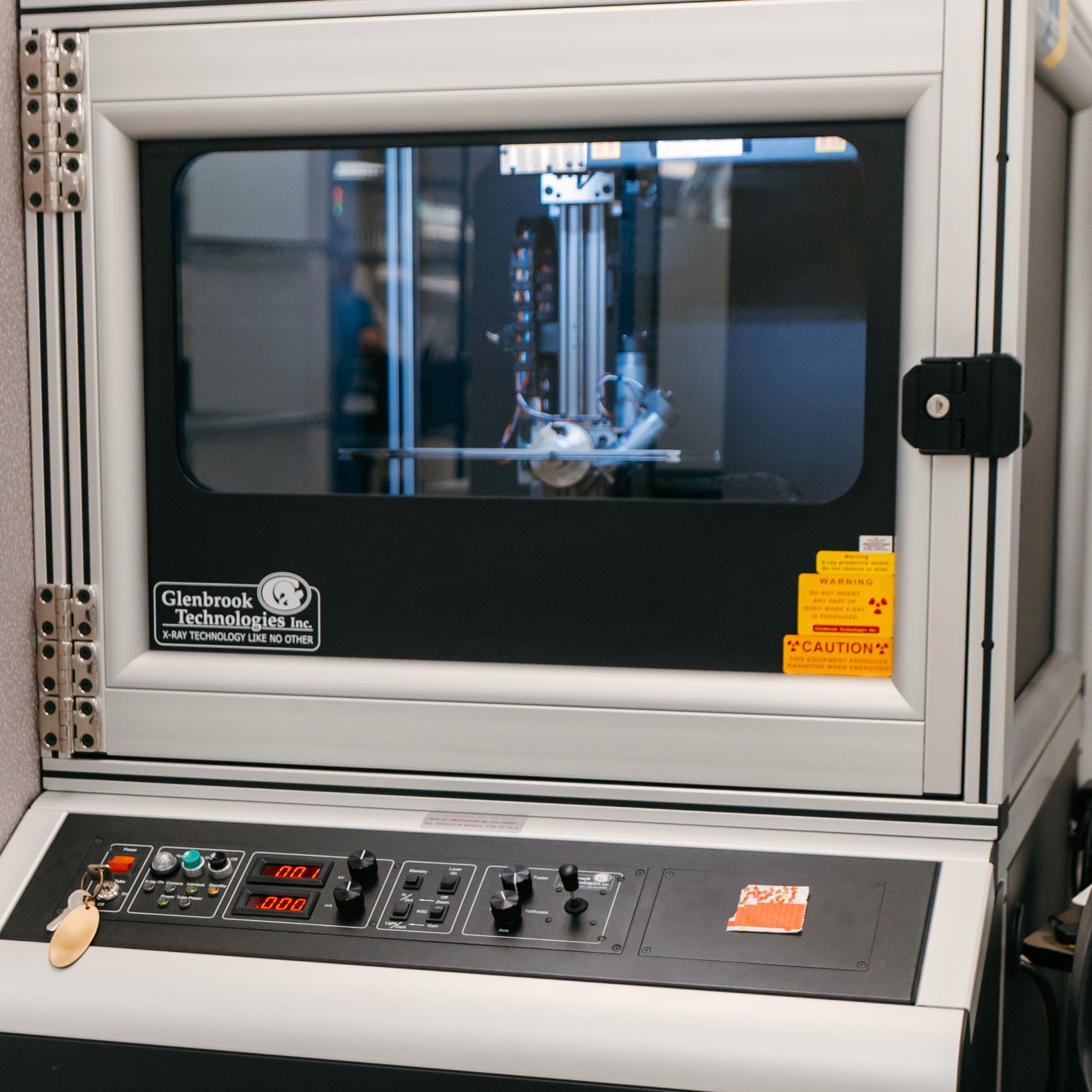 Glenbrook Technologies X-ray inspection system at IMS Electronics facility in Calgary, used for Class 3 PCB assembly quality control.